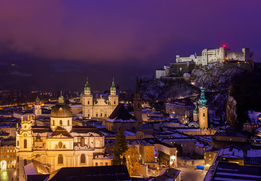 Salzburg Austria At Night