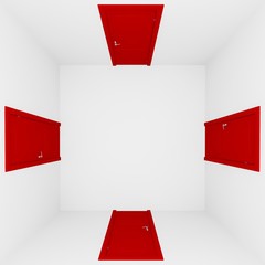 Obraz premium white wall empty room on top view,3d interior
