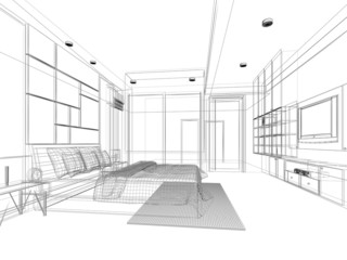 abstract sketch design of interior kitchen