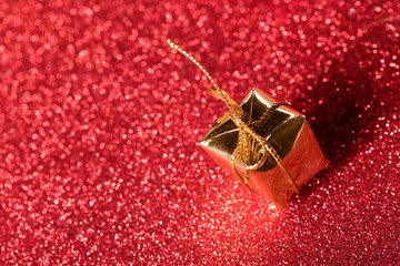 gift box present for christmas on red background