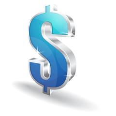 3d Glossy Dollar Vector sign Icon