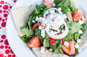 fresh salad with pita bread