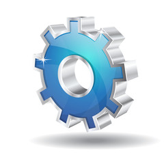 3D Mechanical Gear Vector Icon