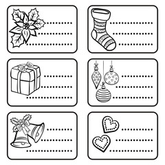 czarno biały zestaw naklejek święta Bożego Narodzenia © demonique