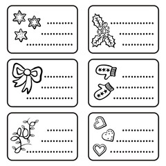 biało czarny zestaw naklejek święta Bożego Narodzenia © demonique