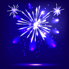 Blue background with fireworks