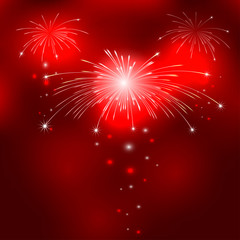 Red background with fireworks