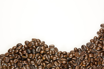 Coffee beans on the white background
