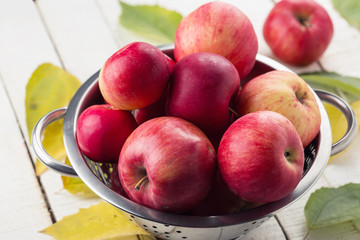 Fresh apples in metallic can