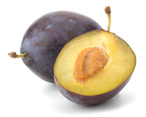 Plums isolated on white background