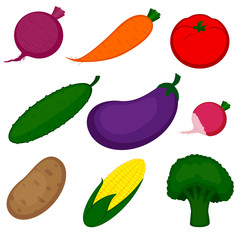 Set of vegetables isolated on white