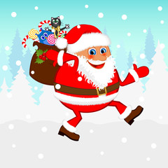Santa Claus with a bag of gifts