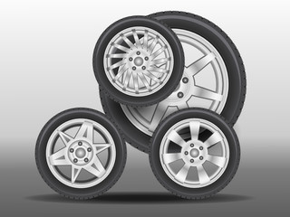 Obraz premium Little car created from wheels
