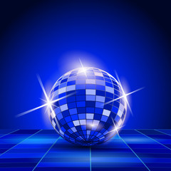 Blue Party background, disco ball