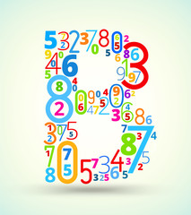 Letter B, colored vector font from numbers