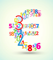 Euro sign colored vector font from numbers