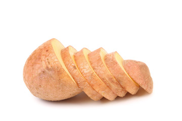 Close up of sliced yellow potatoes