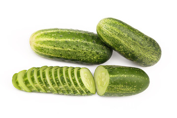 Fresh cucumbers and slices