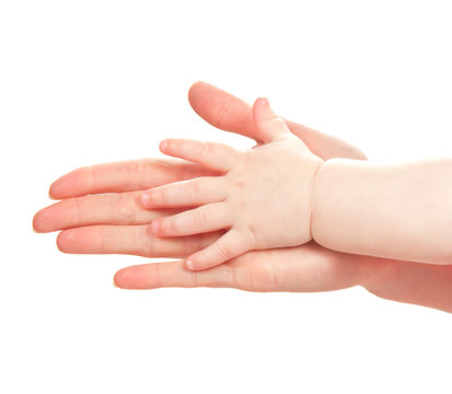 Mother's and children's hands