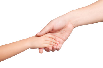 isolated men and children hand hold each other