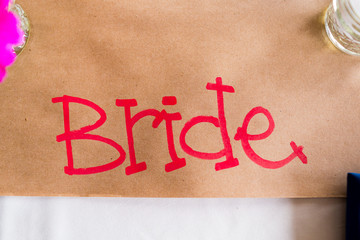 Hand Written Bride Sign