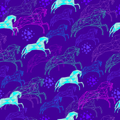 Seamless pattern with triangular horses