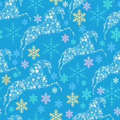 seamless pattern with horses from snowflakes