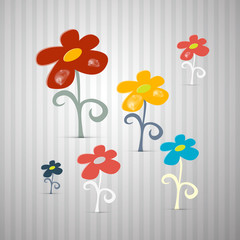 Abstract Retro Vector Flowers