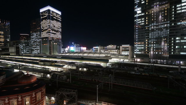 東京駅のホーム　（新幹線をはじめ様々の列車が発着する）