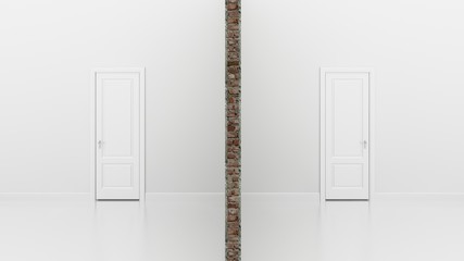 section of twin white  room  ,3d