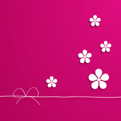 pink background with flowers and a border