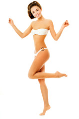 beautiful brunette in a bikini