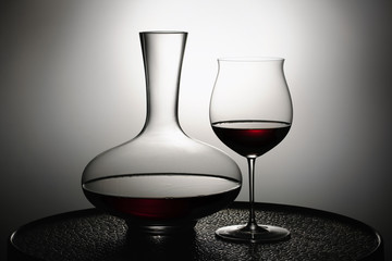 Red wine in glass and Decanter