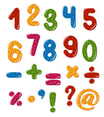 Set of numbers and punctuation marks