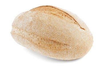 Freshly baked loaf of cornbread on a white background