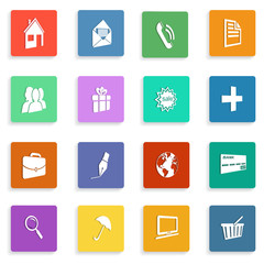 set of flat icons with shadows