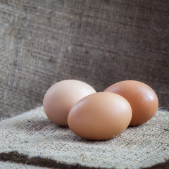 Eggs lay on sackcloth