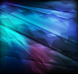 Neon abstract blue lines design on dark background vector