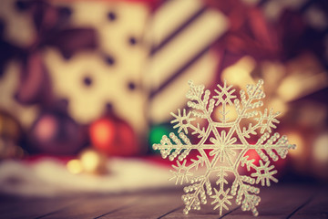 Snowflake and christmas gifts.