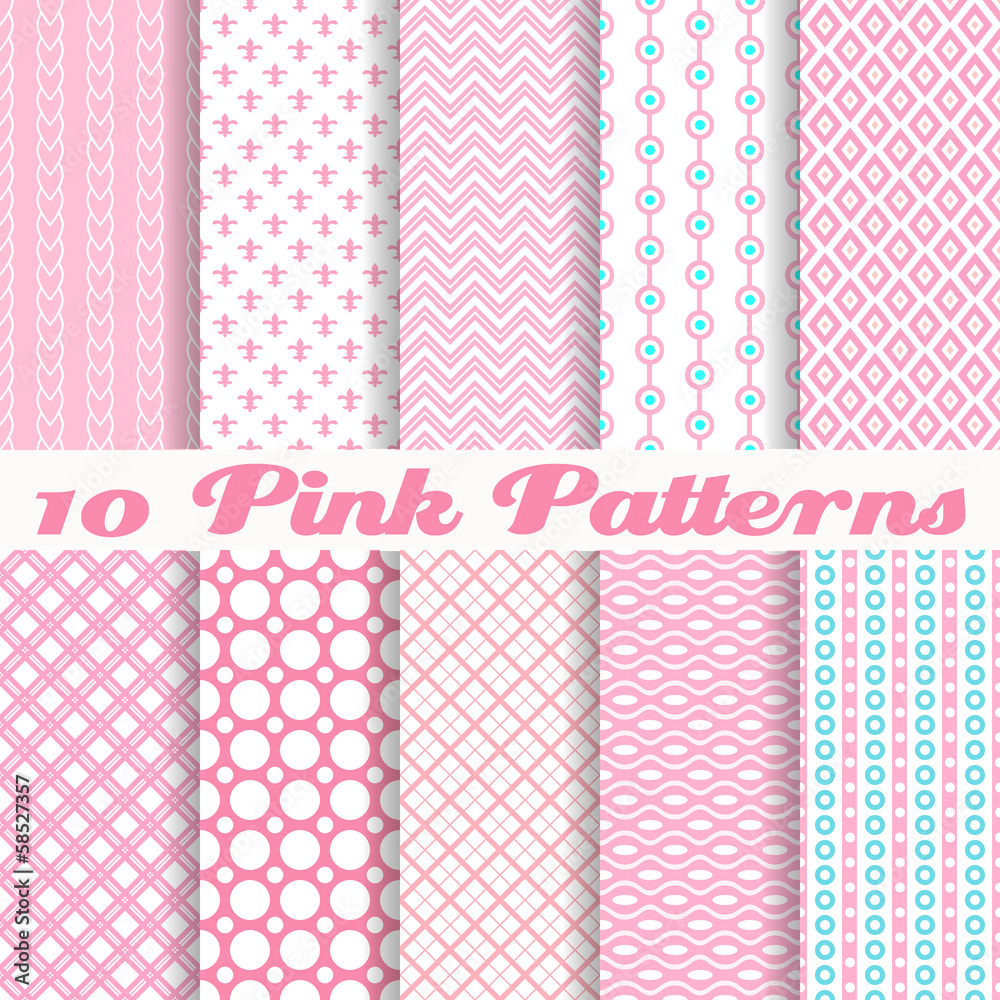 Wall mural pink different vector seamless patterns
