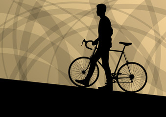 Active cyclist bicycle rider active sport silhouette vector back