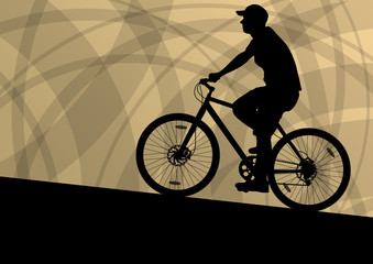 Active cyclist bicycle rider active sport silhouette vector back