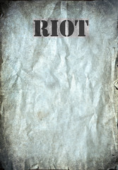 Riot letters on antique poster