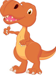 Cute dinosaur cartoon giving thumb up