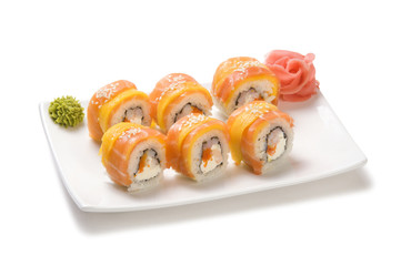 rolls with salmon and mango