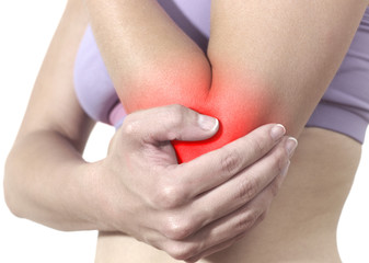 Acute pain in a woman elbow