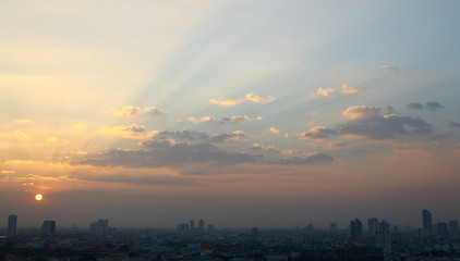Naklejka na ściany i meble Bangkok view cityscape at sunset