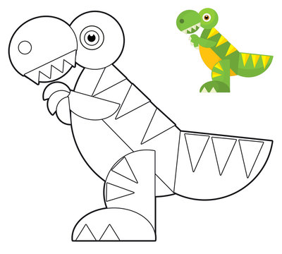 Cartoon dinosaur - coloring page with preview