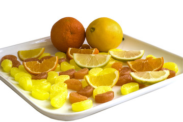 Oranges fruits and candies