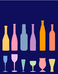 Bottles and wineglasses - Vector